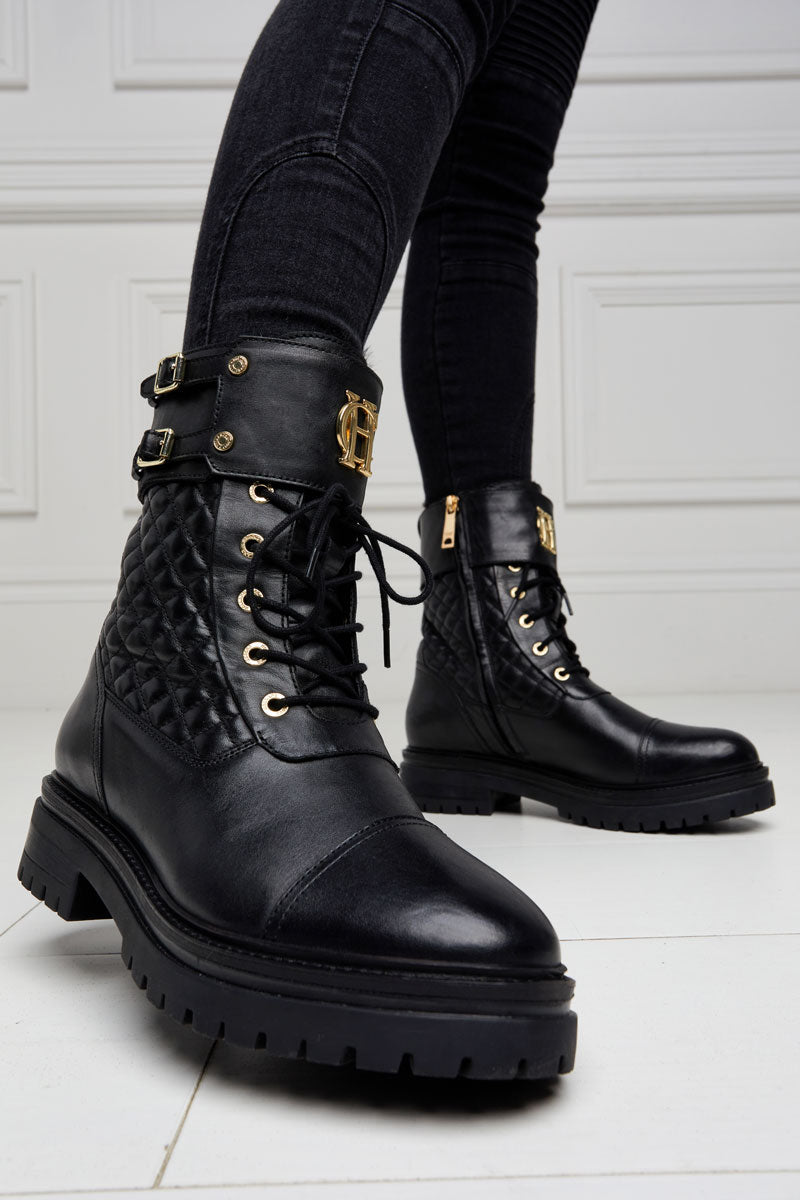 Holland Cooper Camden Biker Boot Black