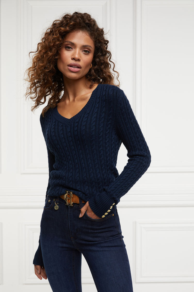 Holland Cooper Seattle V-Neck Knit Ink Navy