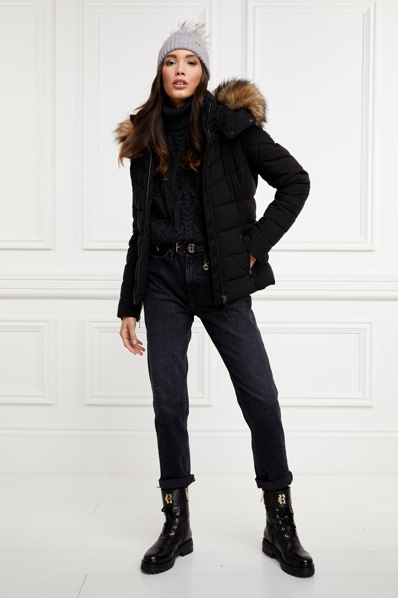 Holland Cooper Whistler Puffer Jacket Black Natural