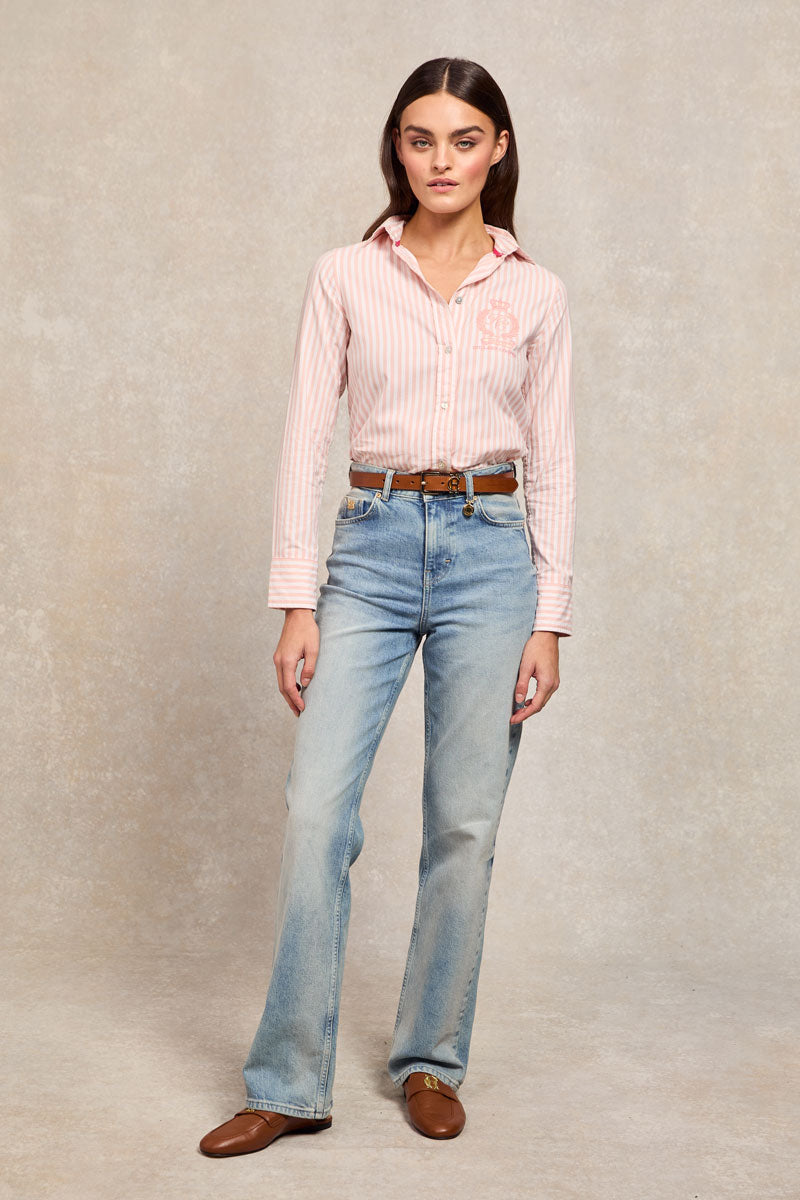 Holland Cooper Classic Button Down Shirt Pink Stripe