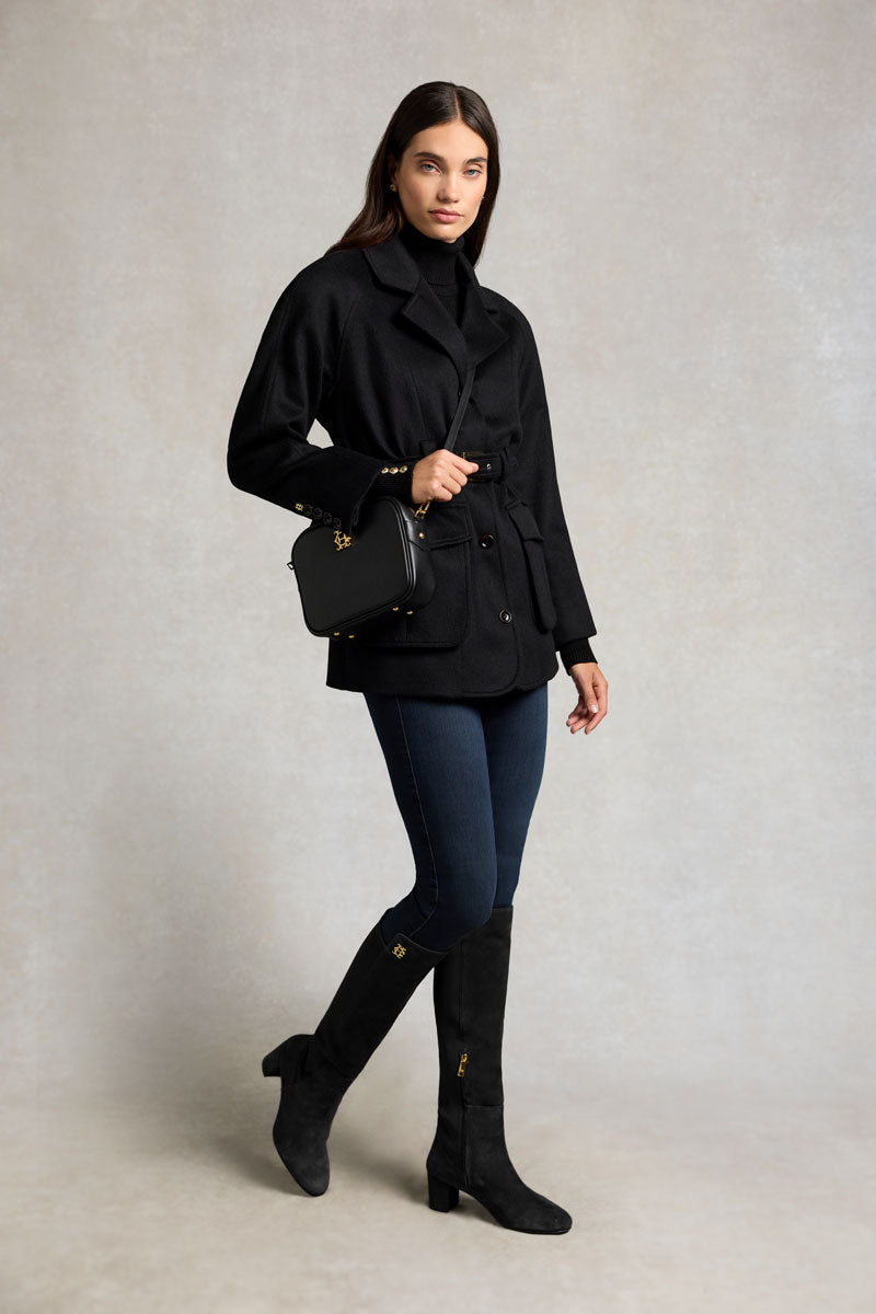 Holland Cooper Albany Knee Boot Black Suede