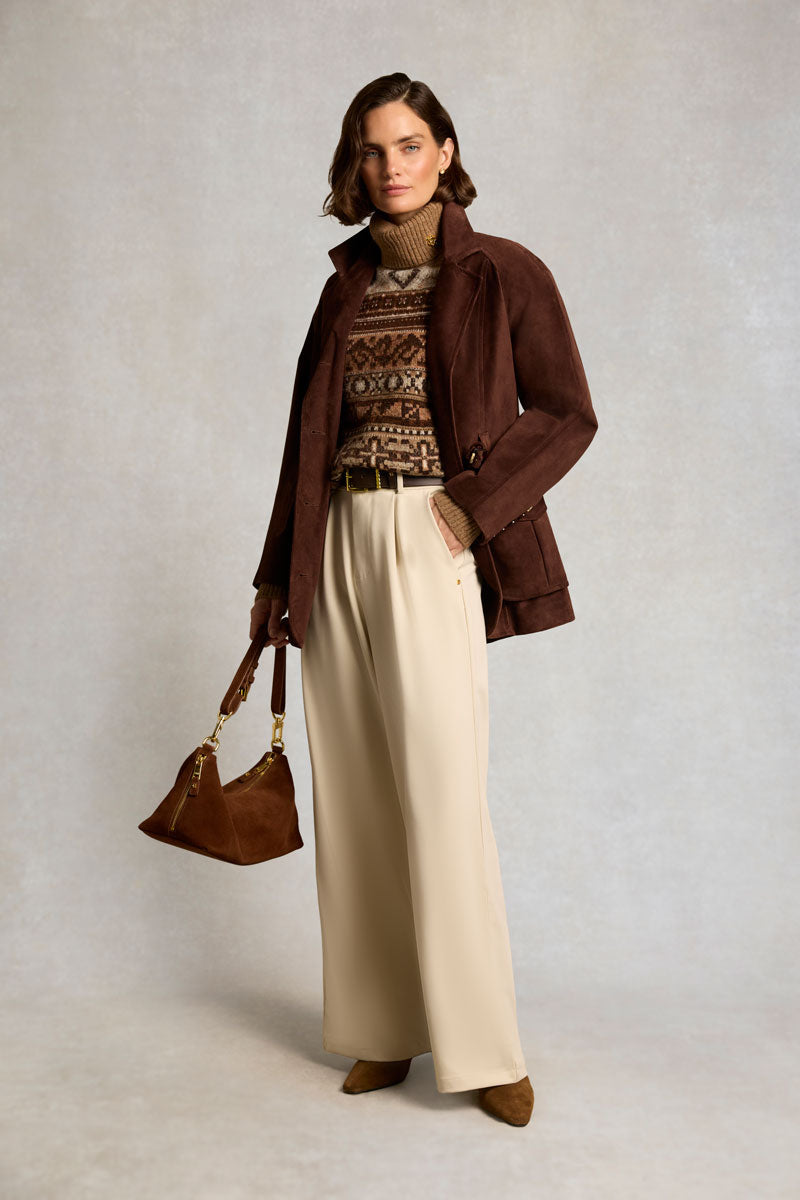 Holland Cooper Vostock Roll Neck Knit Camel Fairisle