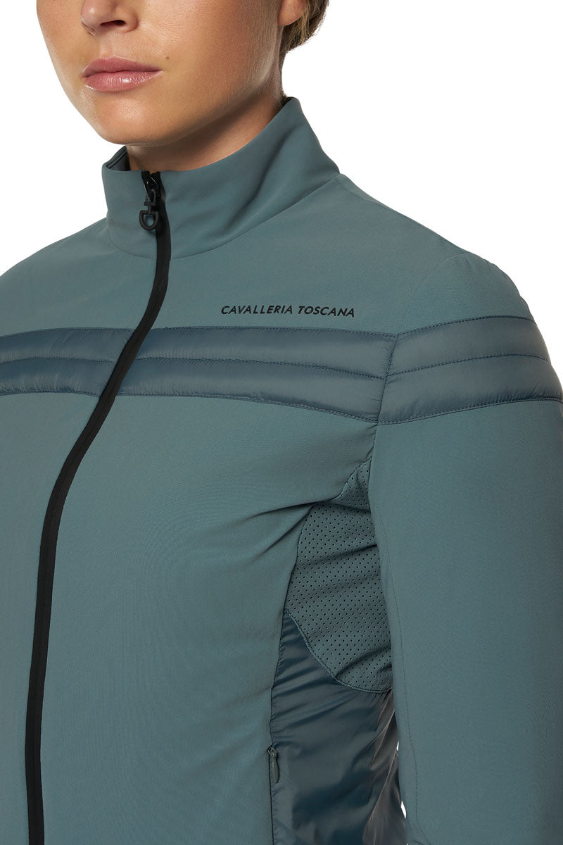 Cavalleria Toscana Jersey & Nylon Stripe Padded Jacket Teal