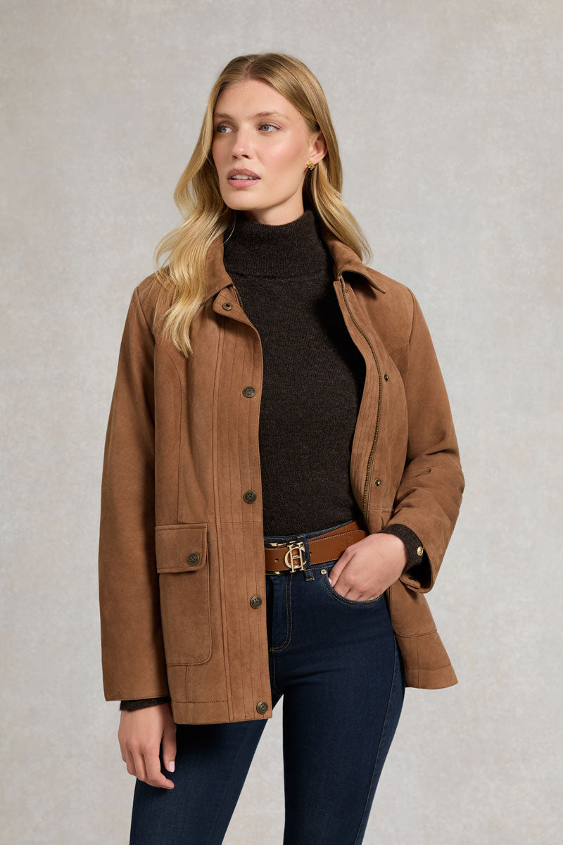 Holland Cooper Country Suede Jacket Cognac 