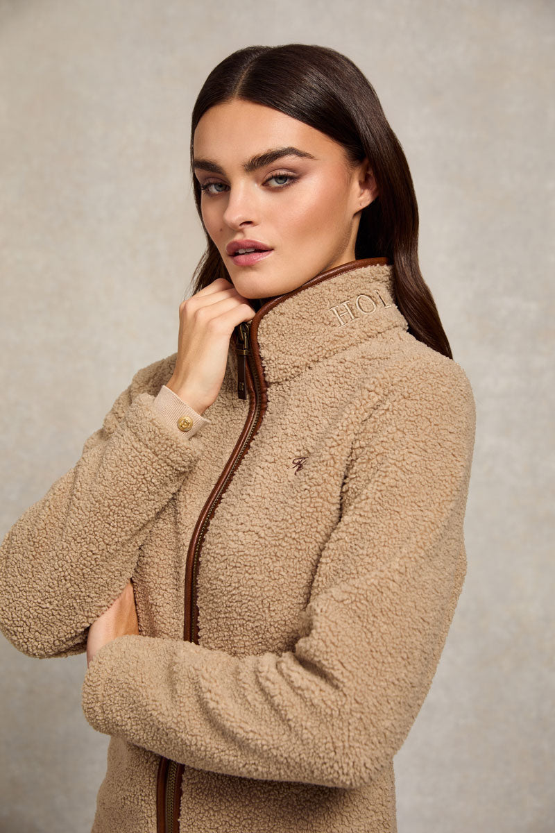 Holland Cooper Country Fleece Jacket Natural Borg