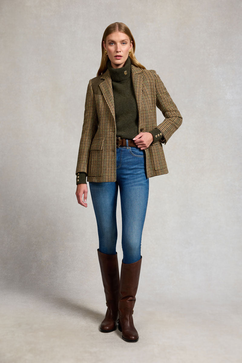 Holland Cooper Single Breasted Field Blazer Hailes Green Tweed