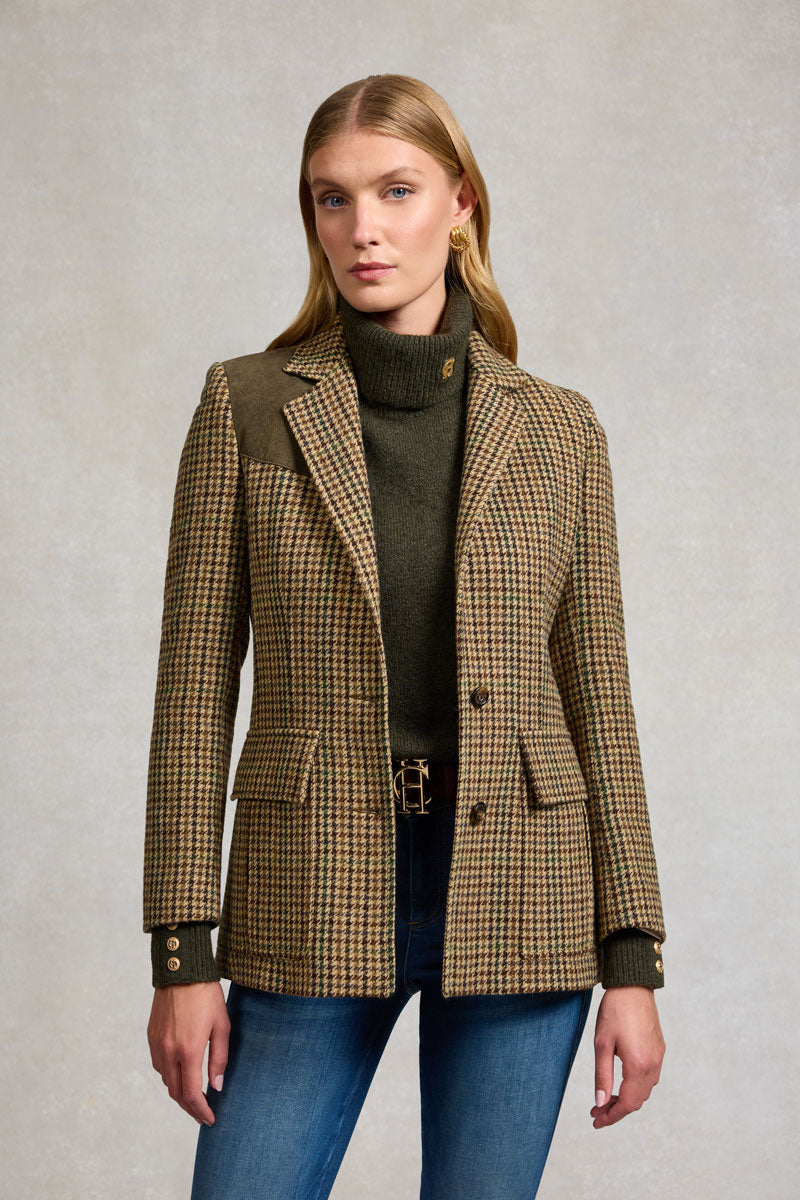 Holland Cooper Single Breasted Field Blazer Hailes Green Tweed