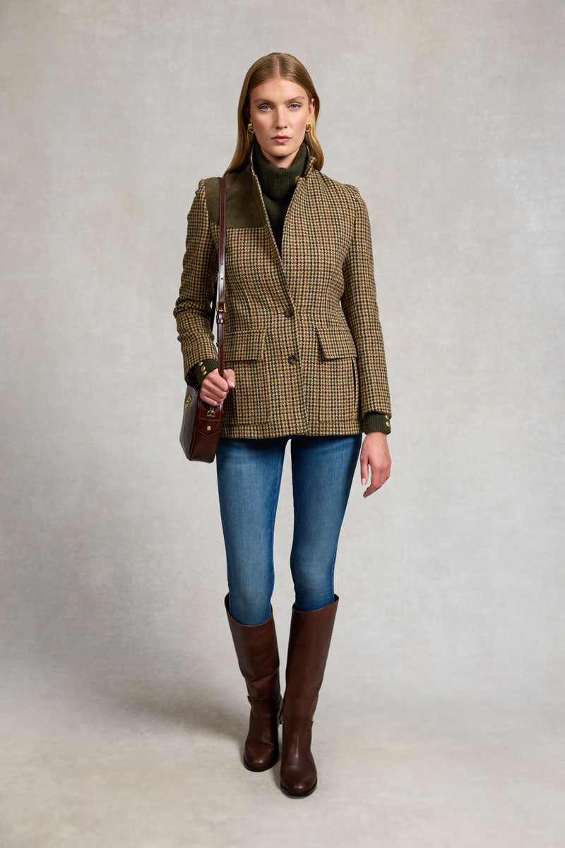 Holland Cooper Single Breasted Field Blazer Hailes Green Tweed
