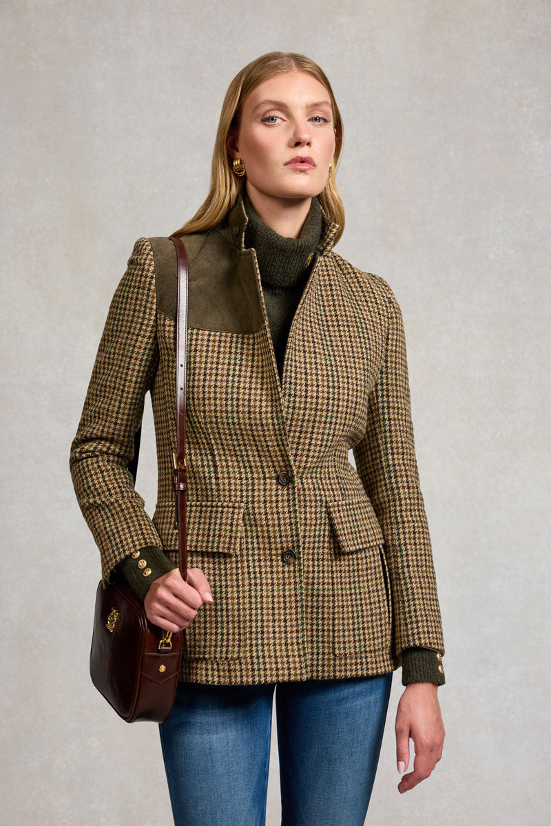 Holland Cooper Single Breasted Field Blazer Hailes Green Tweed