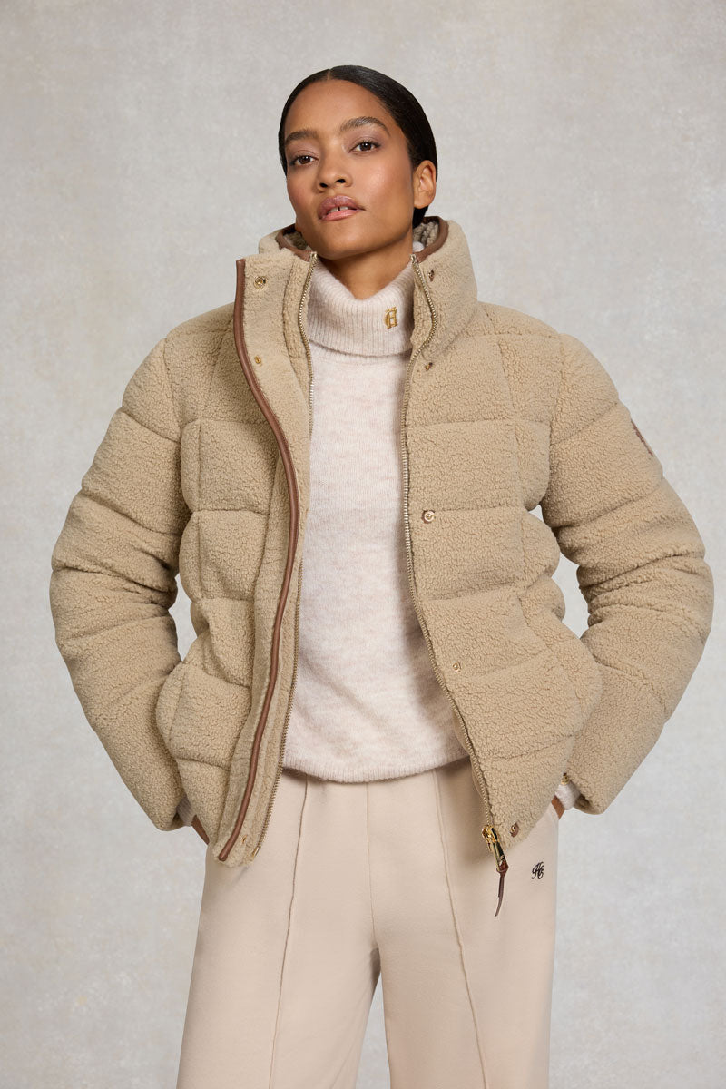 Holland Cooper Crawford Padded Jacket Natural Borg 