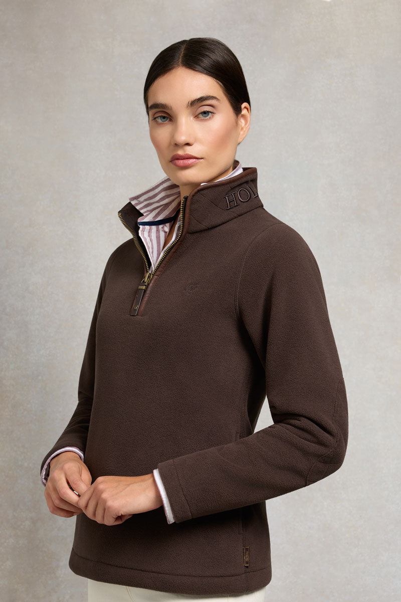 Holland Cooper Country Fleece Quarter Zip Chocolate 