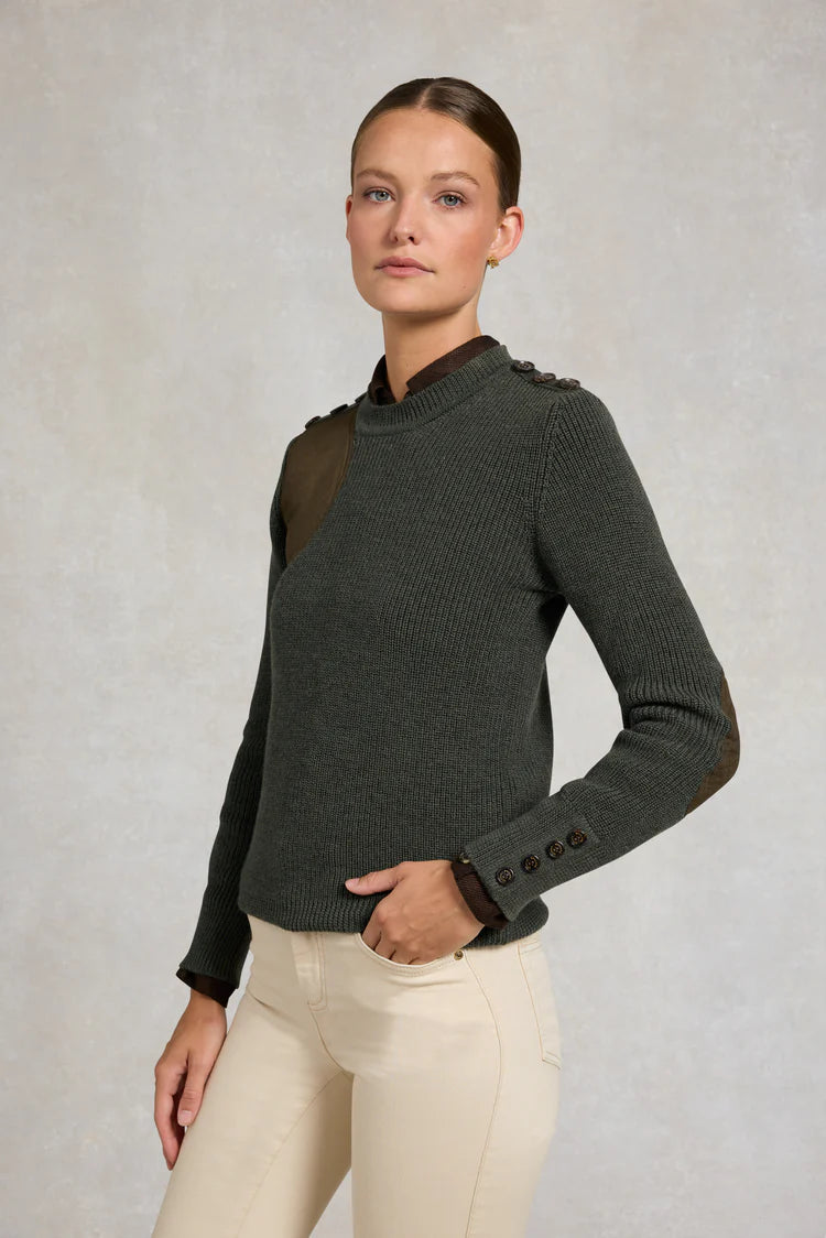 Holland Cooper Heritage Crew Neck Knit Forest Marl 