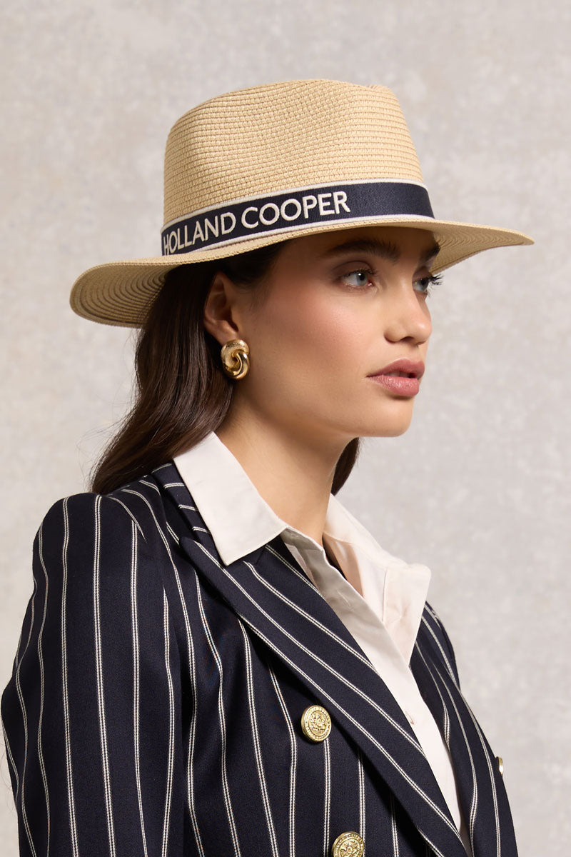 Holland Cooper Francesca Hat Natural Navy