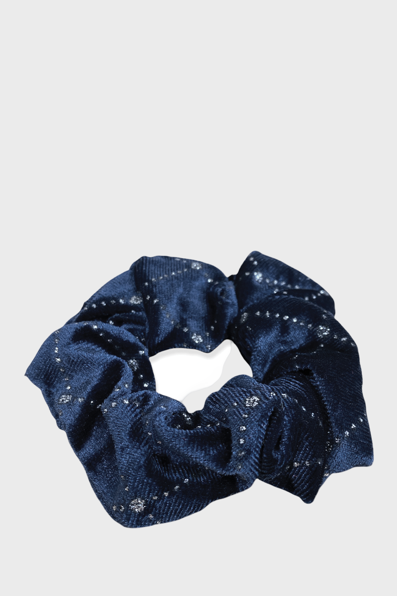 Equetech Solitaire Velvet Scrunchie - Navy