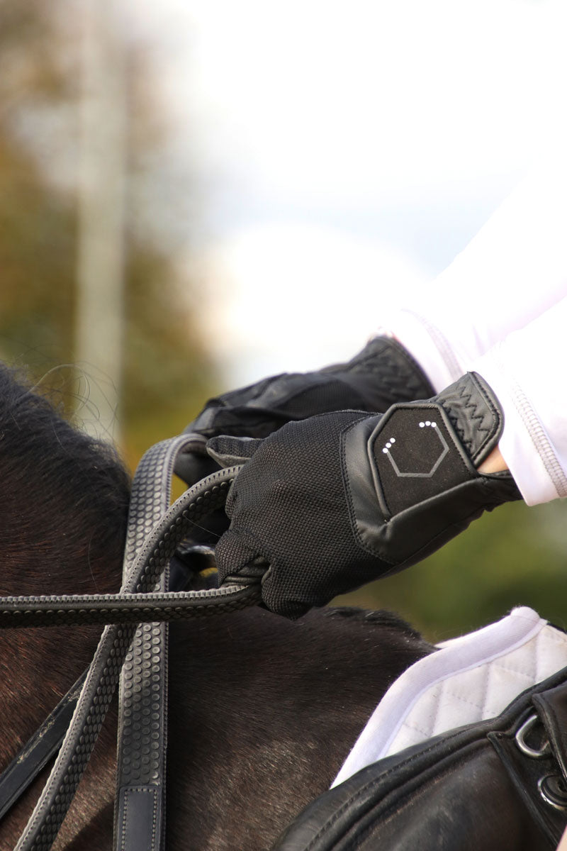 Coldstream Next Generation Blakelaw Diamante Riding Gloves Black/Silver 