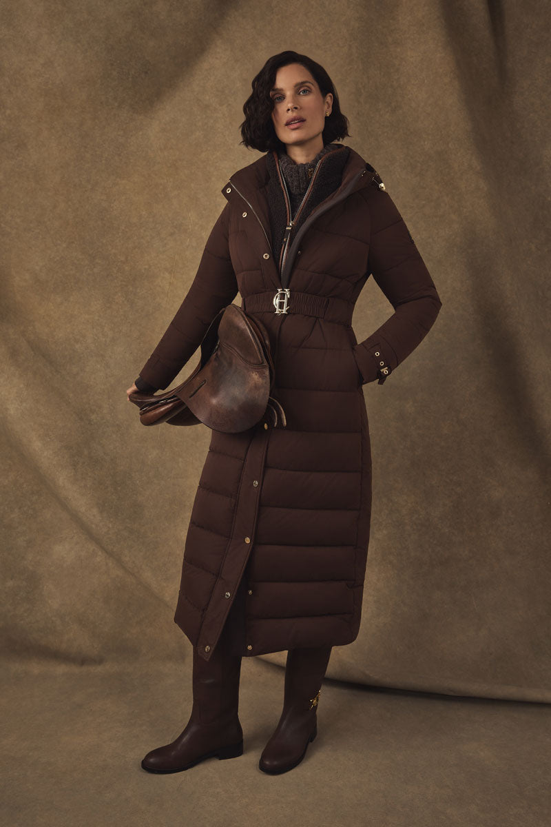 Holland Cooper Arosa Luxe Longline Coat Walnut 