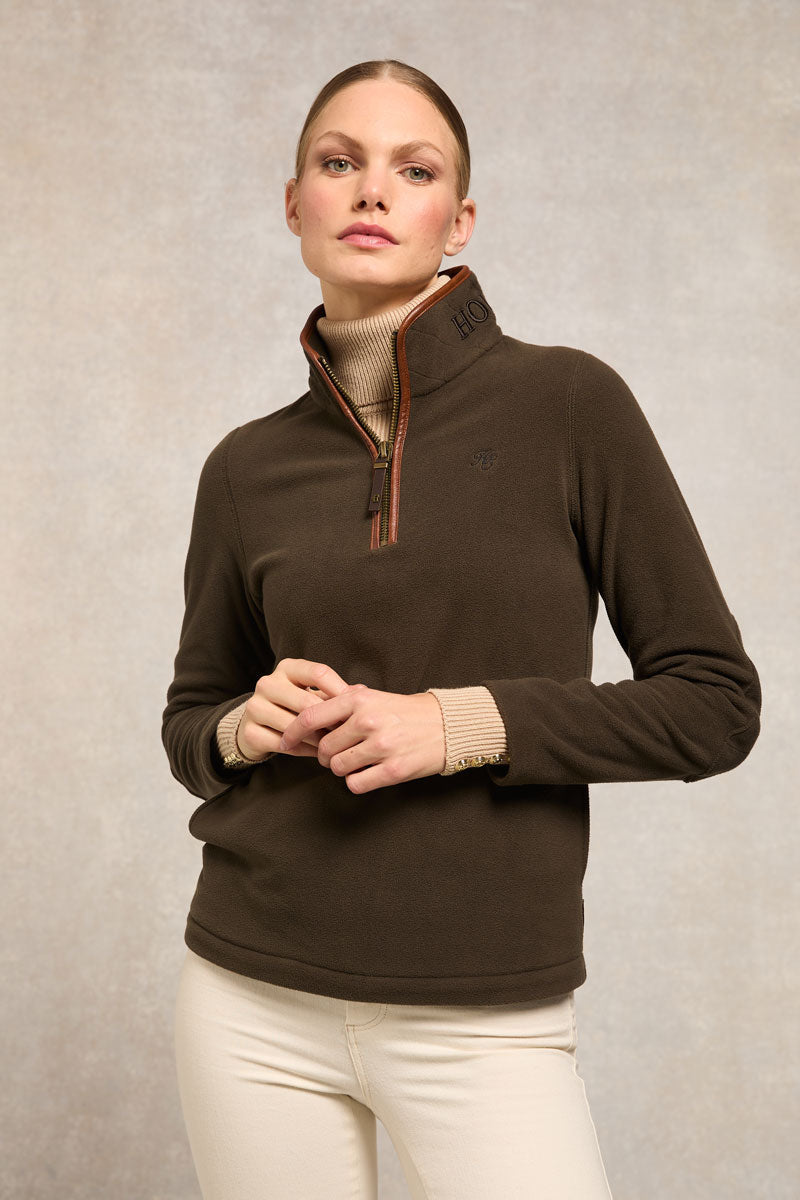 Holland Cooper Country Fleece Quarter Zip Khaki