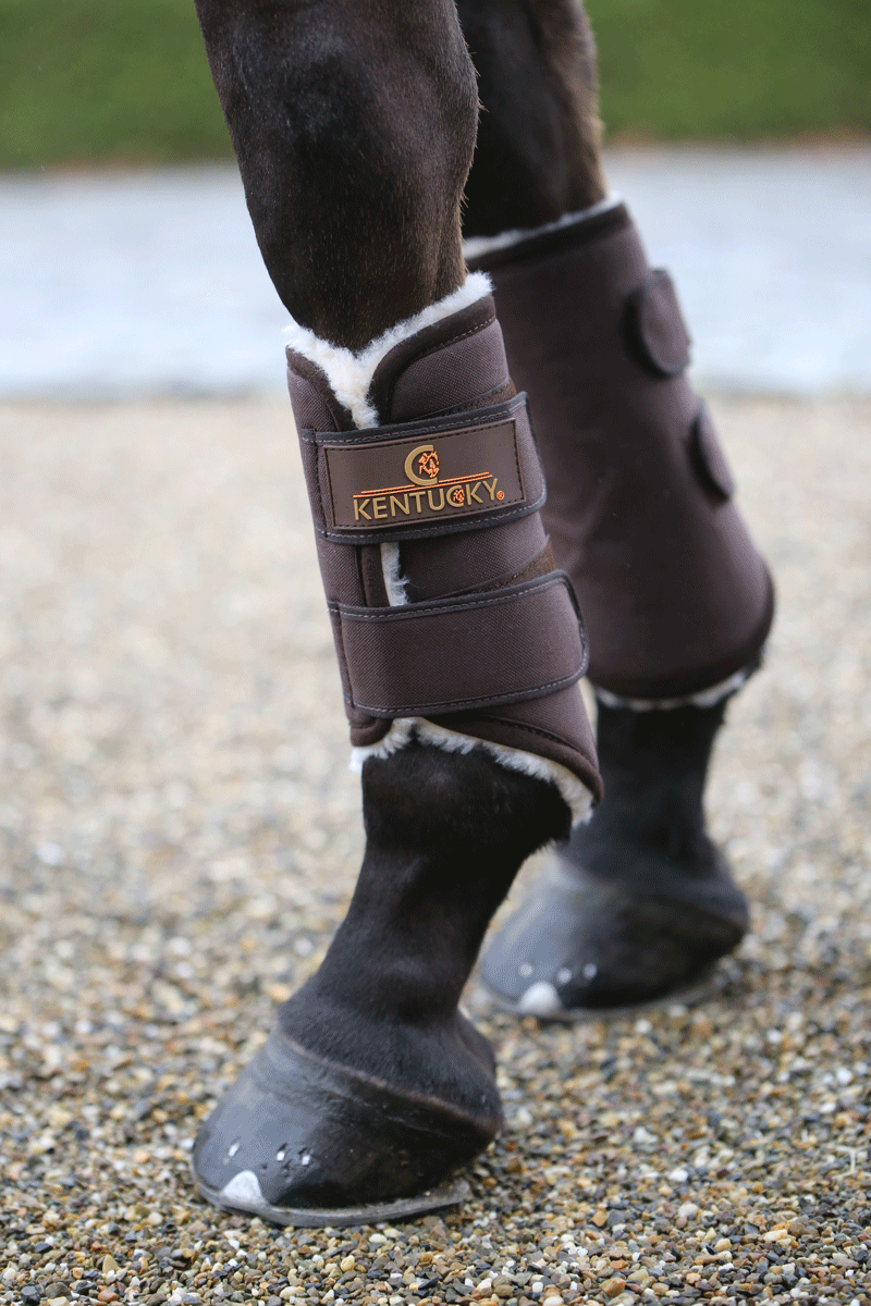 Kentucky Horsewear Brushing Boots Solimbra Front Brown