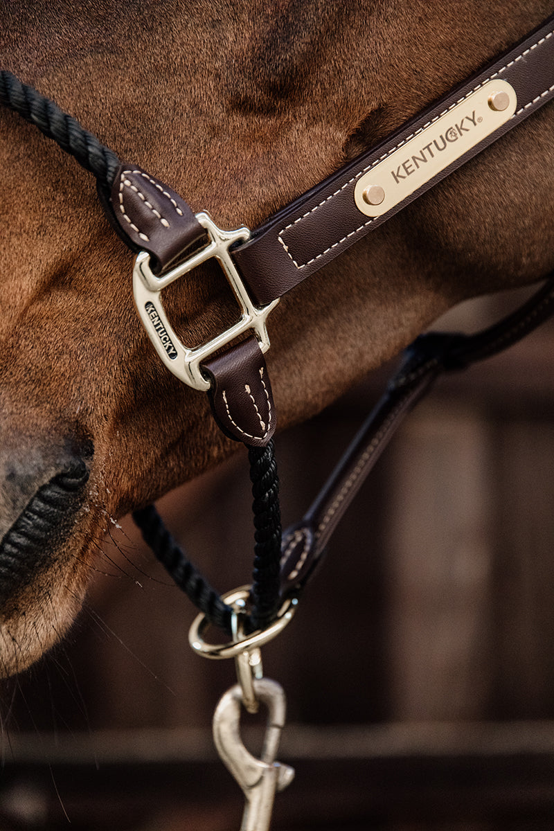 Kentucky Horsewear Leather Rope Halter Brown