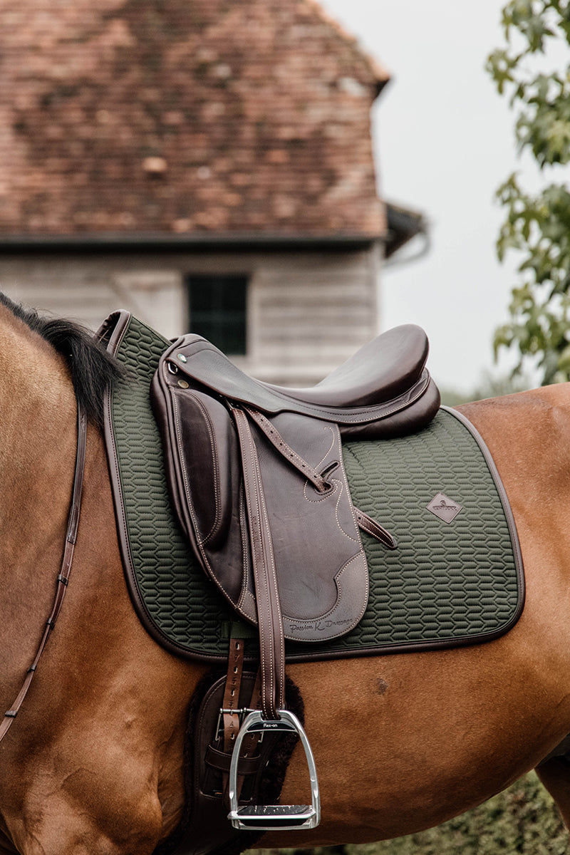 Kentucky Horsewear Color Edition Leather Dressage Saddle Pad Olive