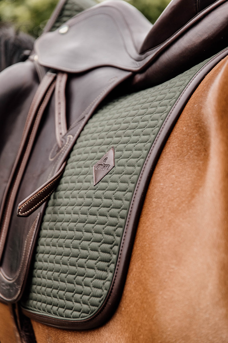 Kentucky Horsewear Color Edition Leather Dressage Saddle Pad Olive