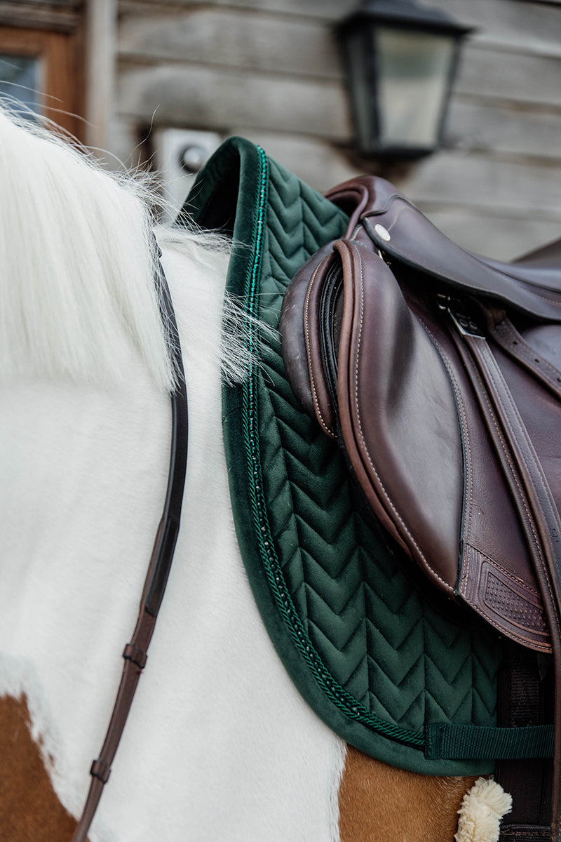 Kentucky Horsewear Velvet Pearls Jumping Saddle Pad Pine Green