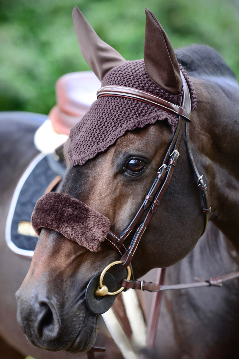 Kentucky Horsewear Sheepskin Noseband Cover Brown