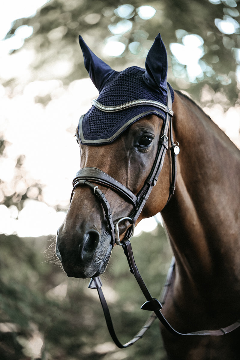 Kentucky Horsewear Wellington Leather Fly Veil Dark Navy