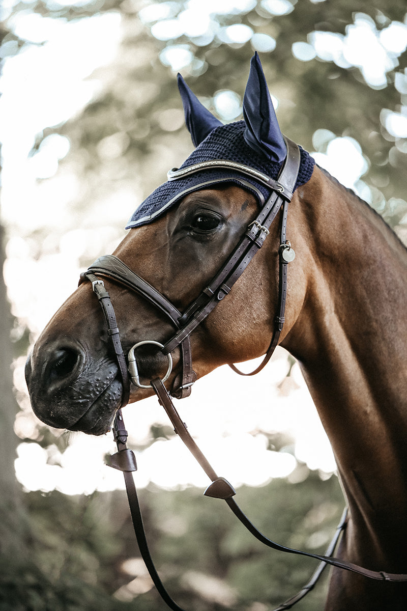 Kentucky Horsewear Wellington Leather Fly Veil Dark Navy