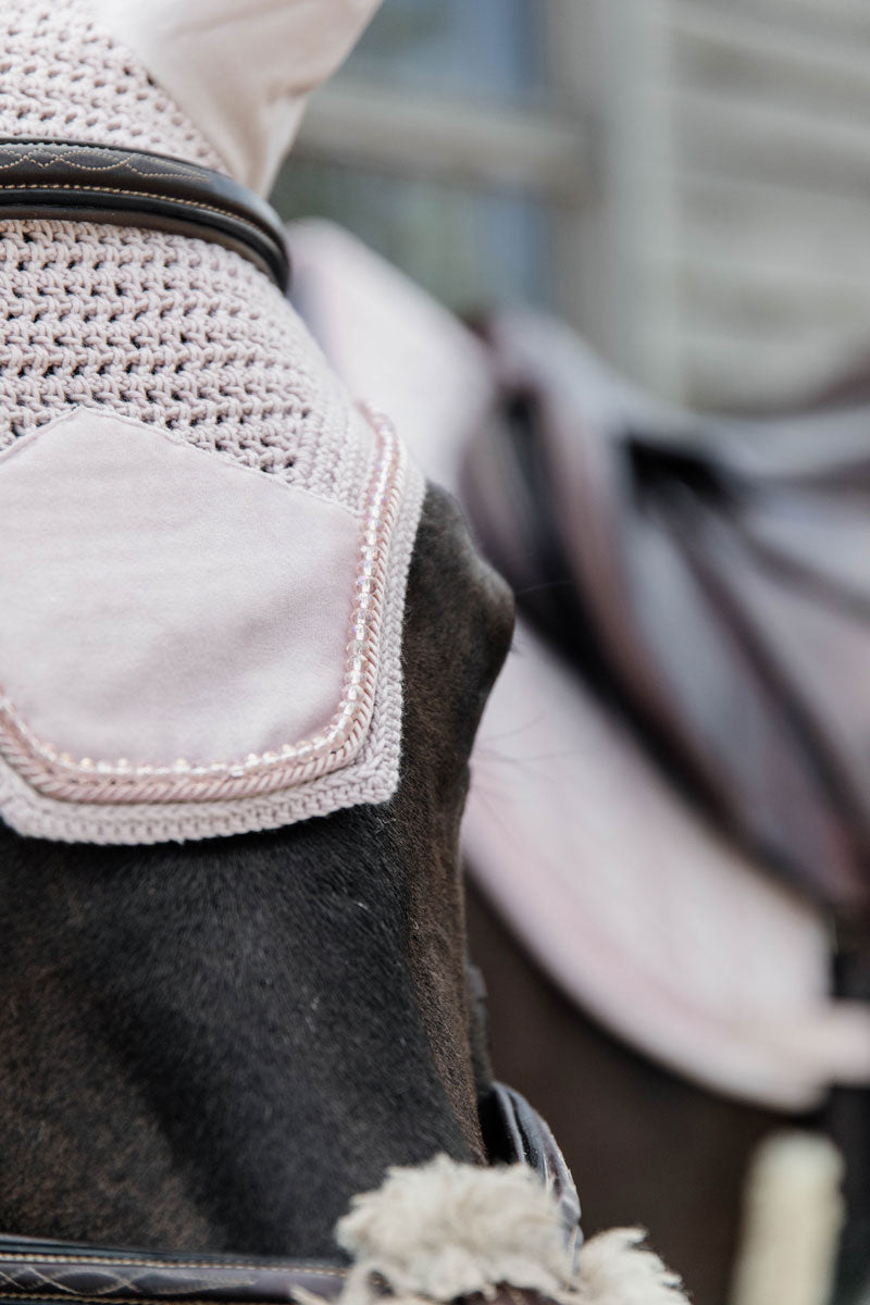 Kentucky Horsewear Wellington Velvet Pearls Fly Veil Soft Rose 