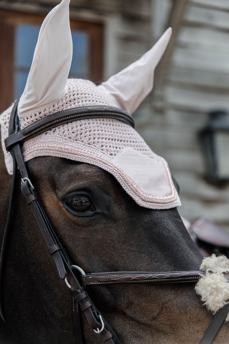 Kentucky Horsewear Wellington Velvet Pearls Fly Veil Soft Rose 