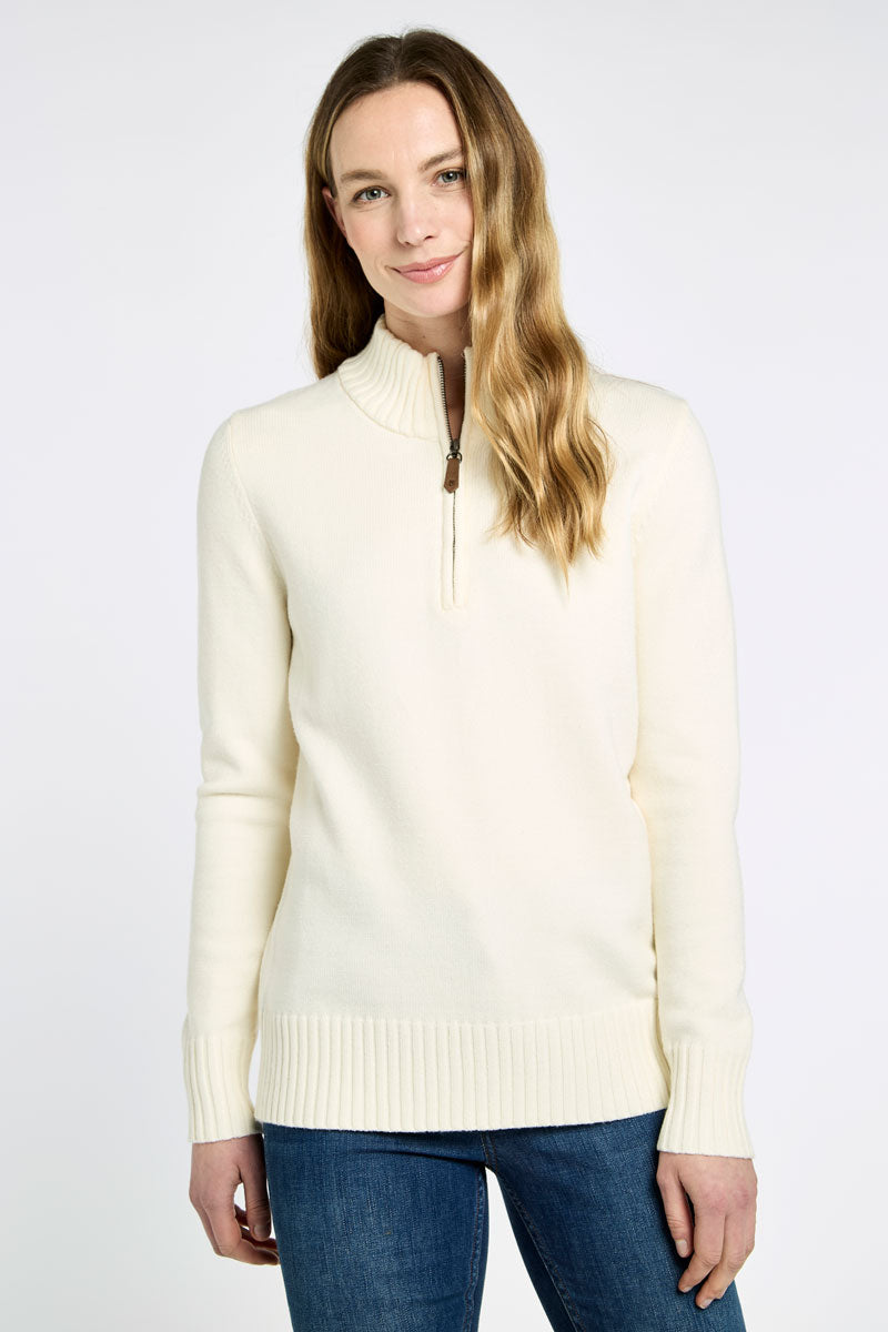 Dubarry Markham Zip Neck Sweater Chalk