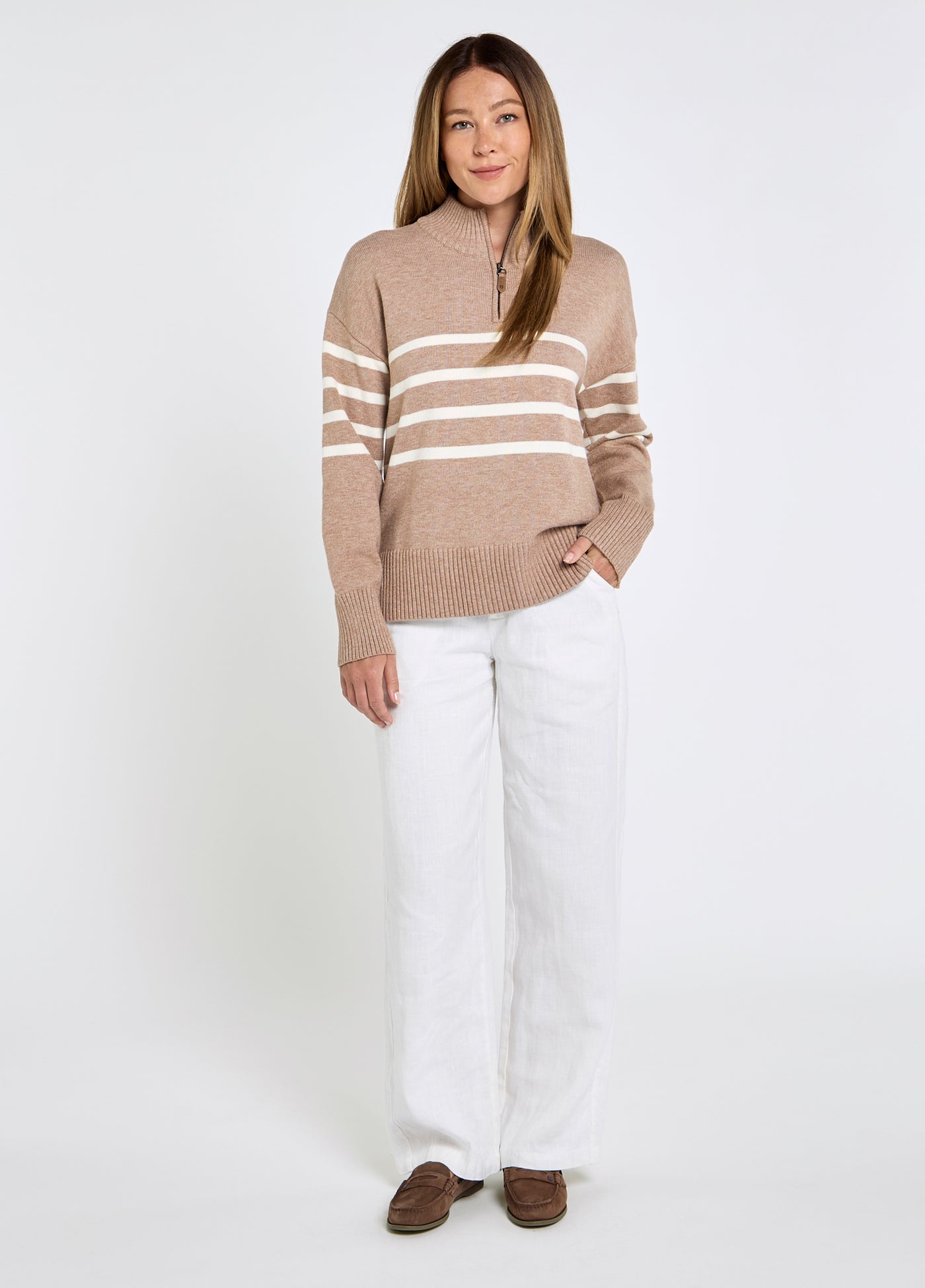 Dubarry Fonthill Zip Neck Sweater Taupe 