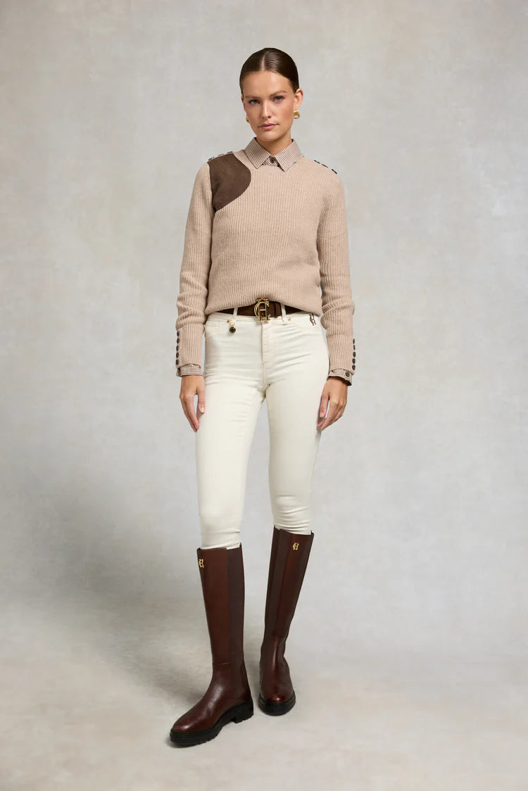 Holland Cooper Heritage Crew Neck Knit Latte Marl 