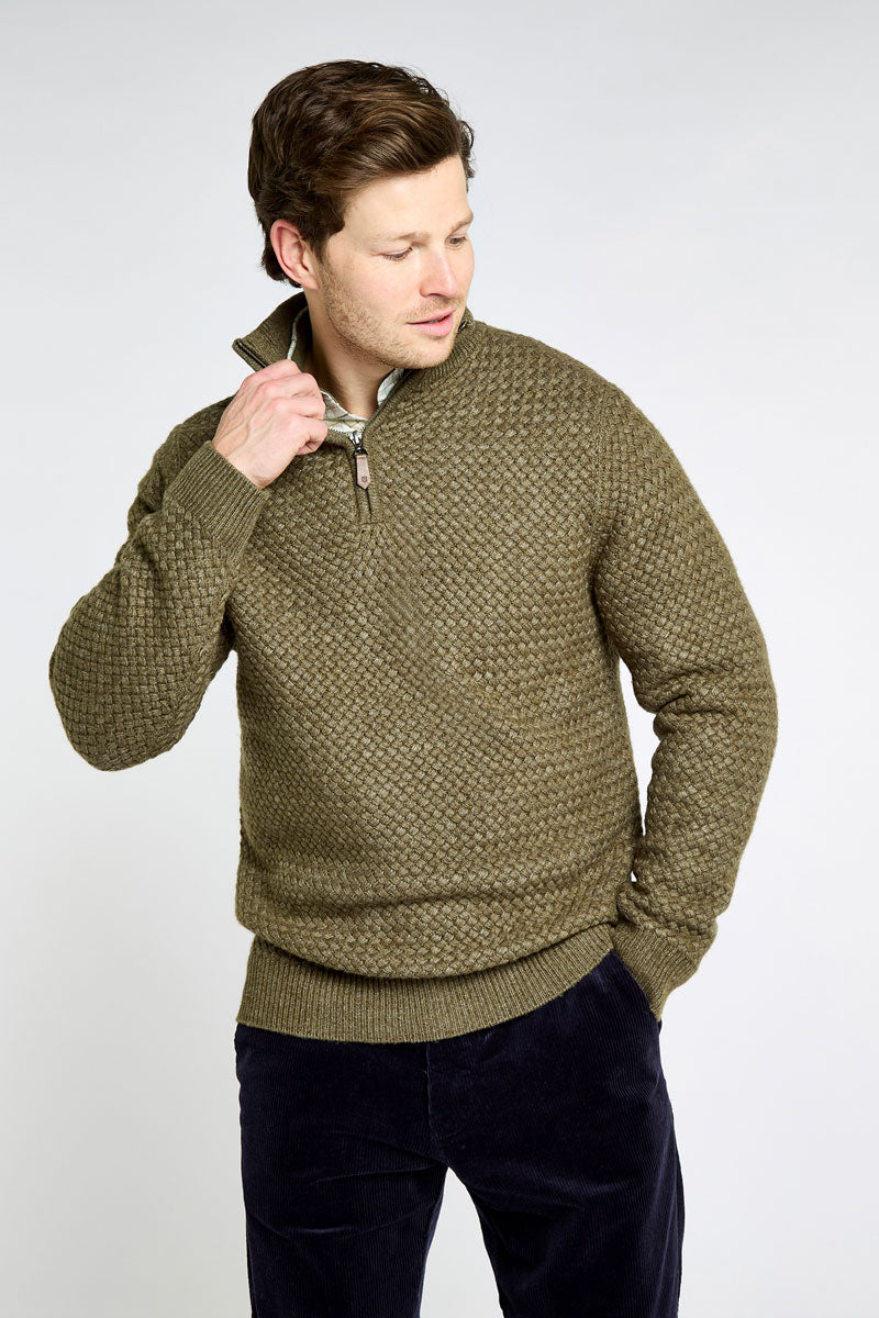 Dubarry Men's Power Zip Neck Sweater Dusky Green 