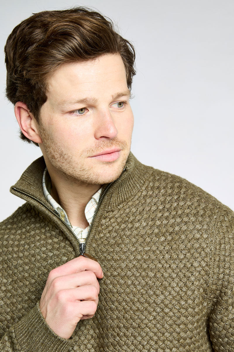 Dubarry Men's Power Zip Neck Sweater Dusky Green 