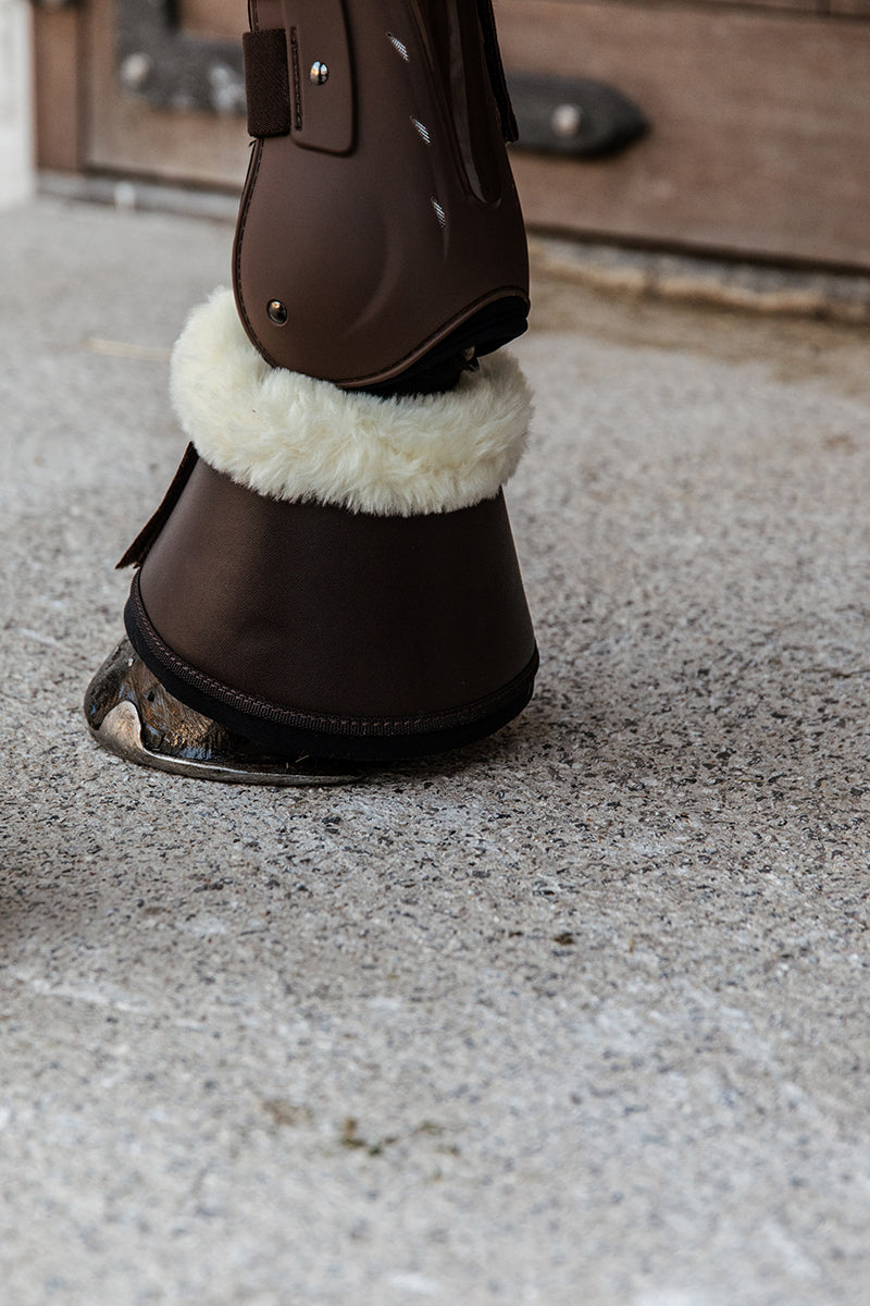 Kentucky Horsewear Sheepskin Leather Over Reach Boots Brown/Natural