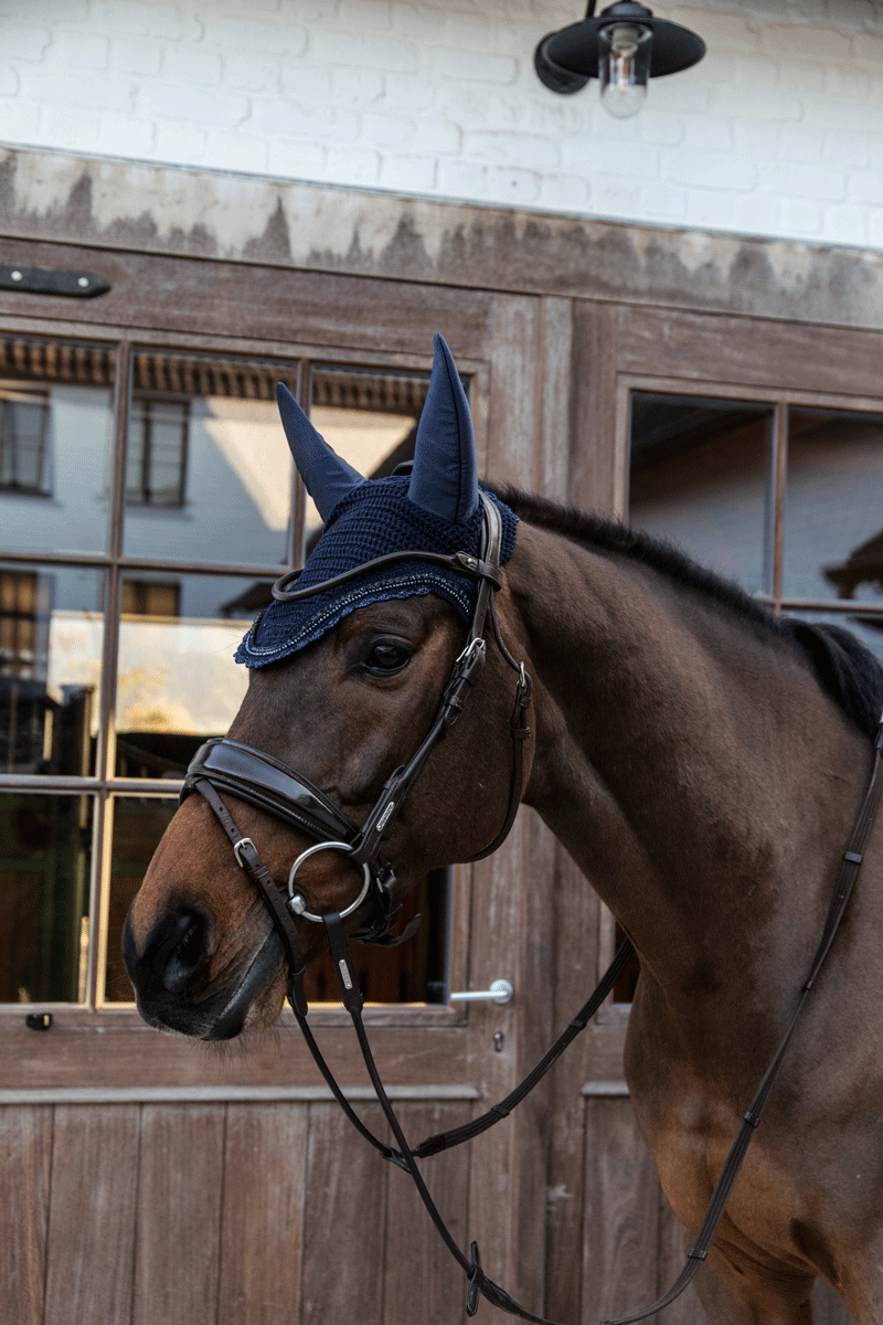 Kentucky Horsewear Fly Veil Wellington Stone & Pearl Navy