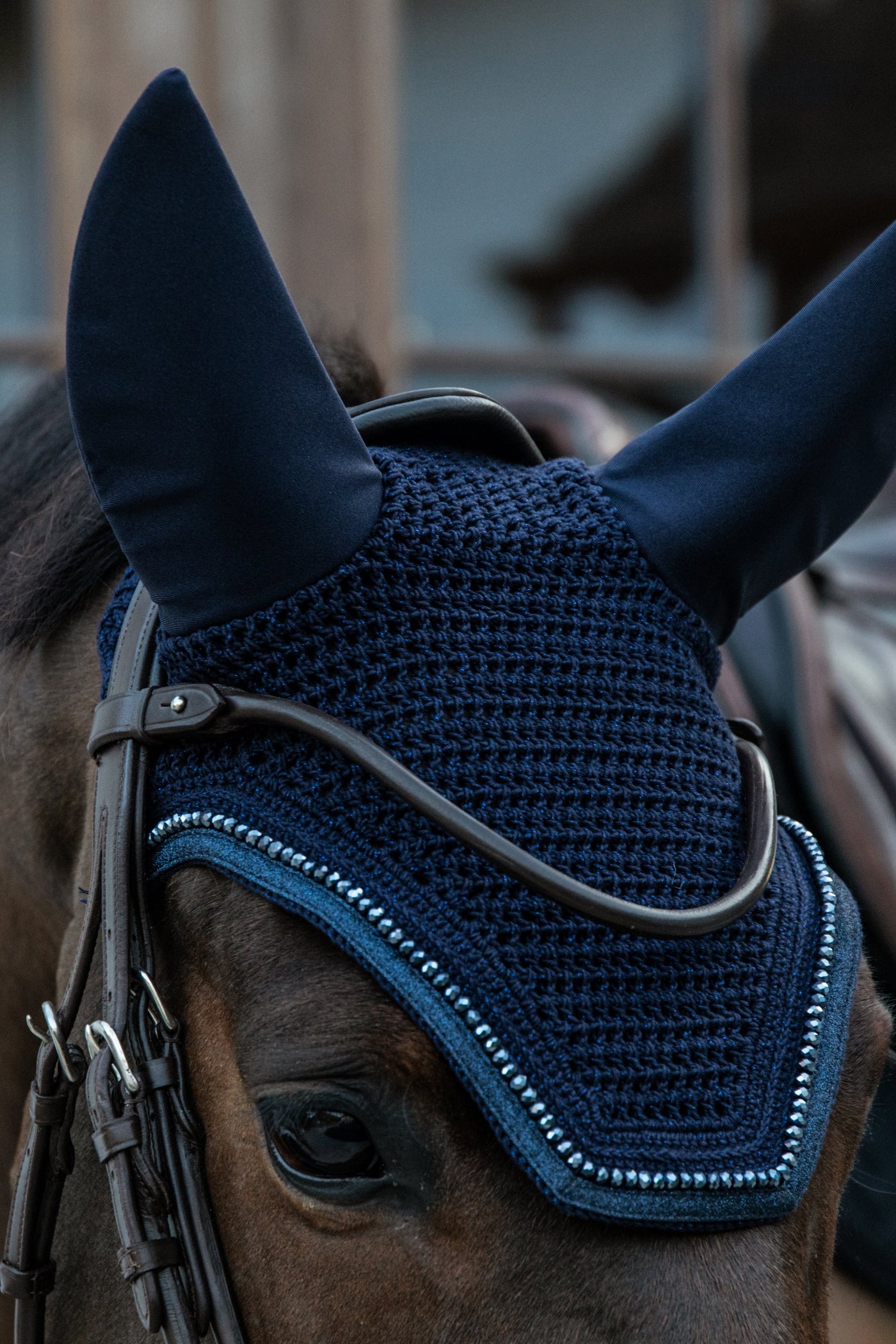 Kentucky Horsewear Glitter Band Soundless Wellington Fly Veil Navy