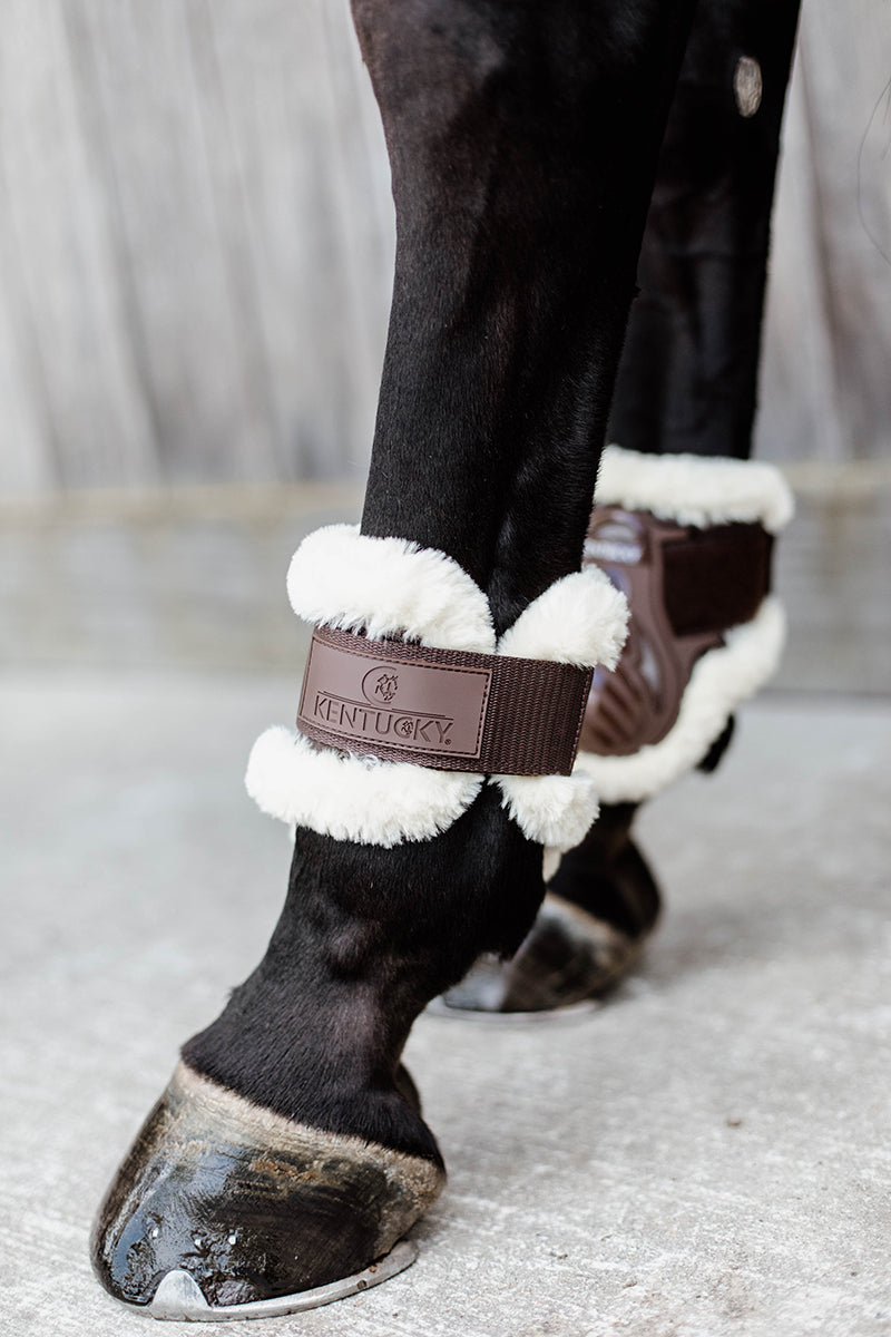 Kentucky Horsewear Vegan Sheepskin Young Horse Fetlock Boots Brown