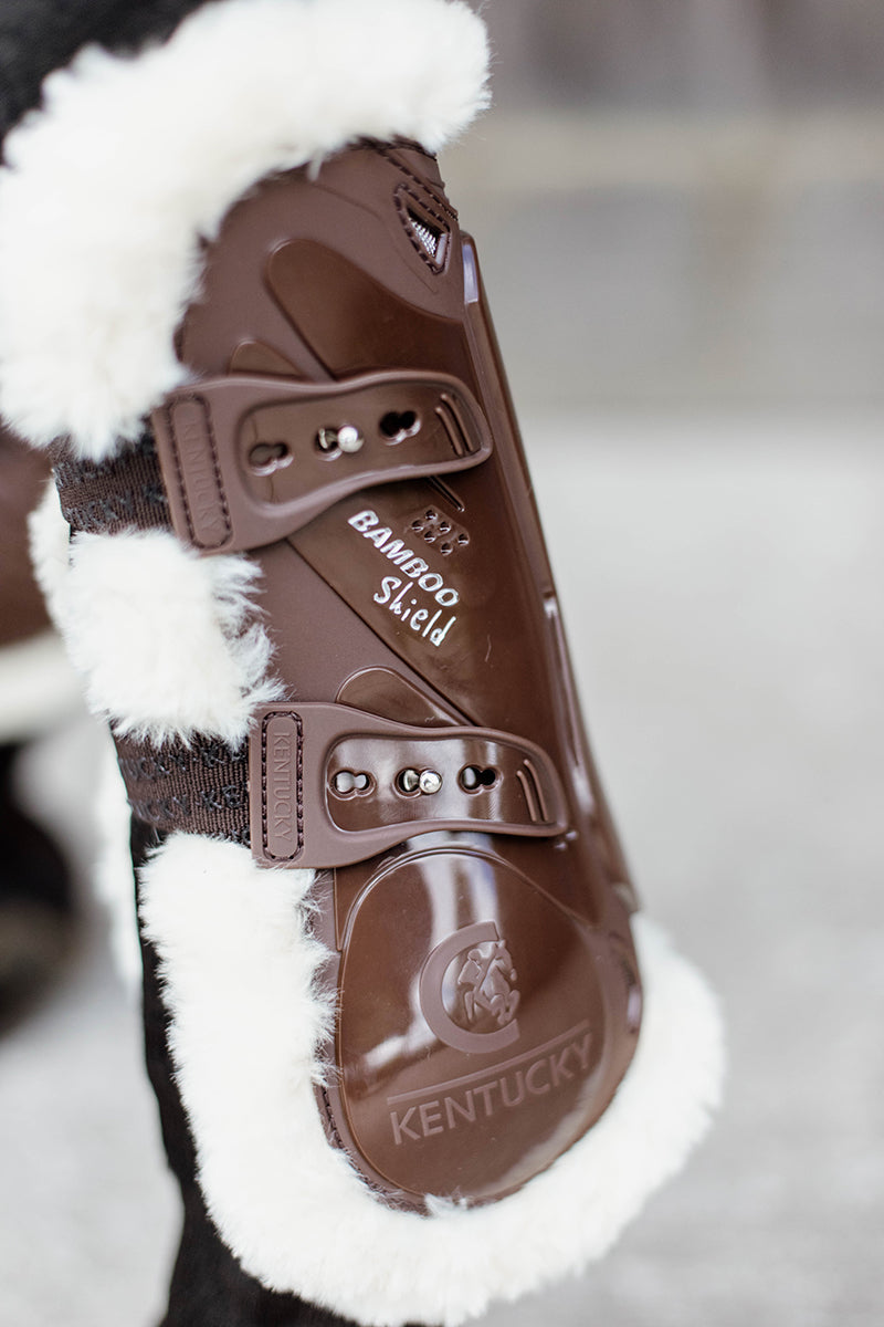 Kentucky Horsewear Bamboo Shield Sheepskin Elastic Tendon Boots Brown