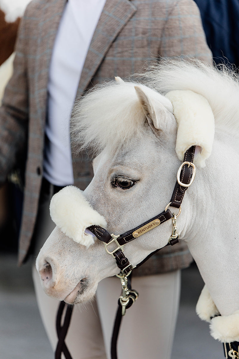Kentucky Horsewear Leather Halter Sheepskin Natural