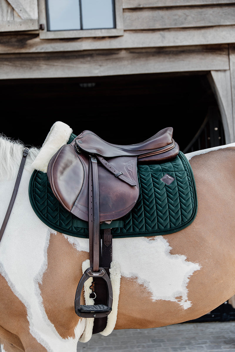 Kentucky Horsewear Skin Friendly Velvet Jumping Saddle Pad Pine Green