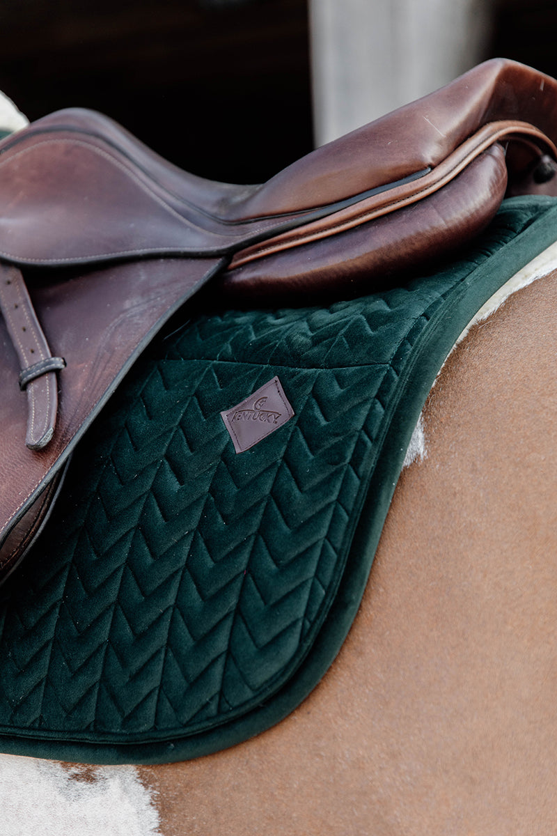 Kentucky Horsewear Skin Friendly Velvet Jumping Saddle Pad Pine Green