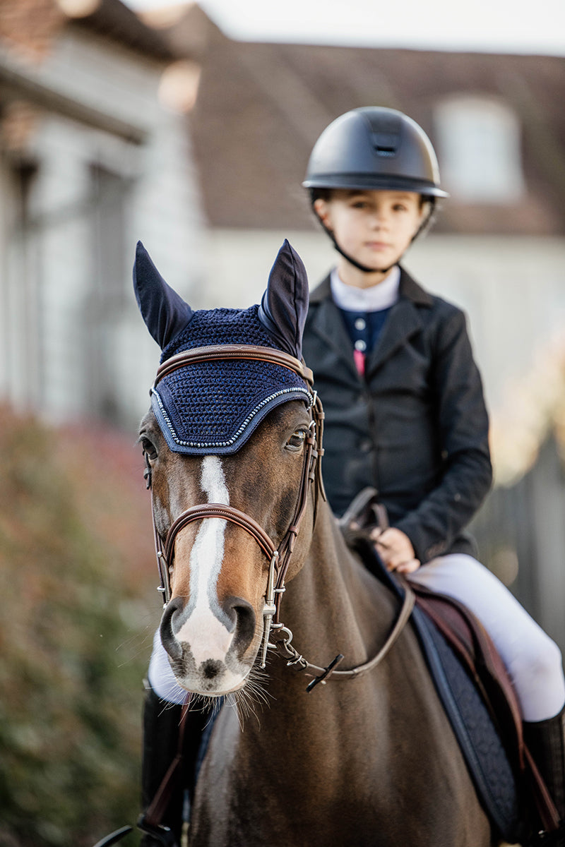 Kentucky Horsewear Wellington Glitter Band Fly Veil Pony Navy