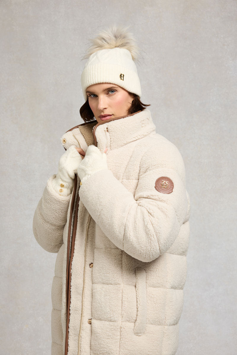 Holland Cooper Sloane Cable Bobble Hat Cream