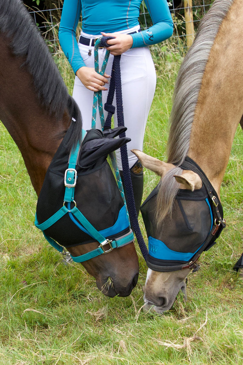 Woof Wear UV Fly Mask with Ears Black/Turquoise Black/Turquoise