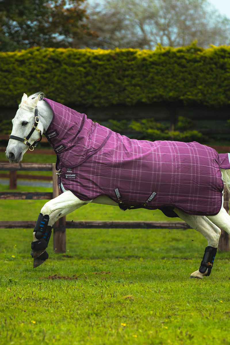 Rhino Pony Plus Turnout 200g Berry Grey White Check & Berry