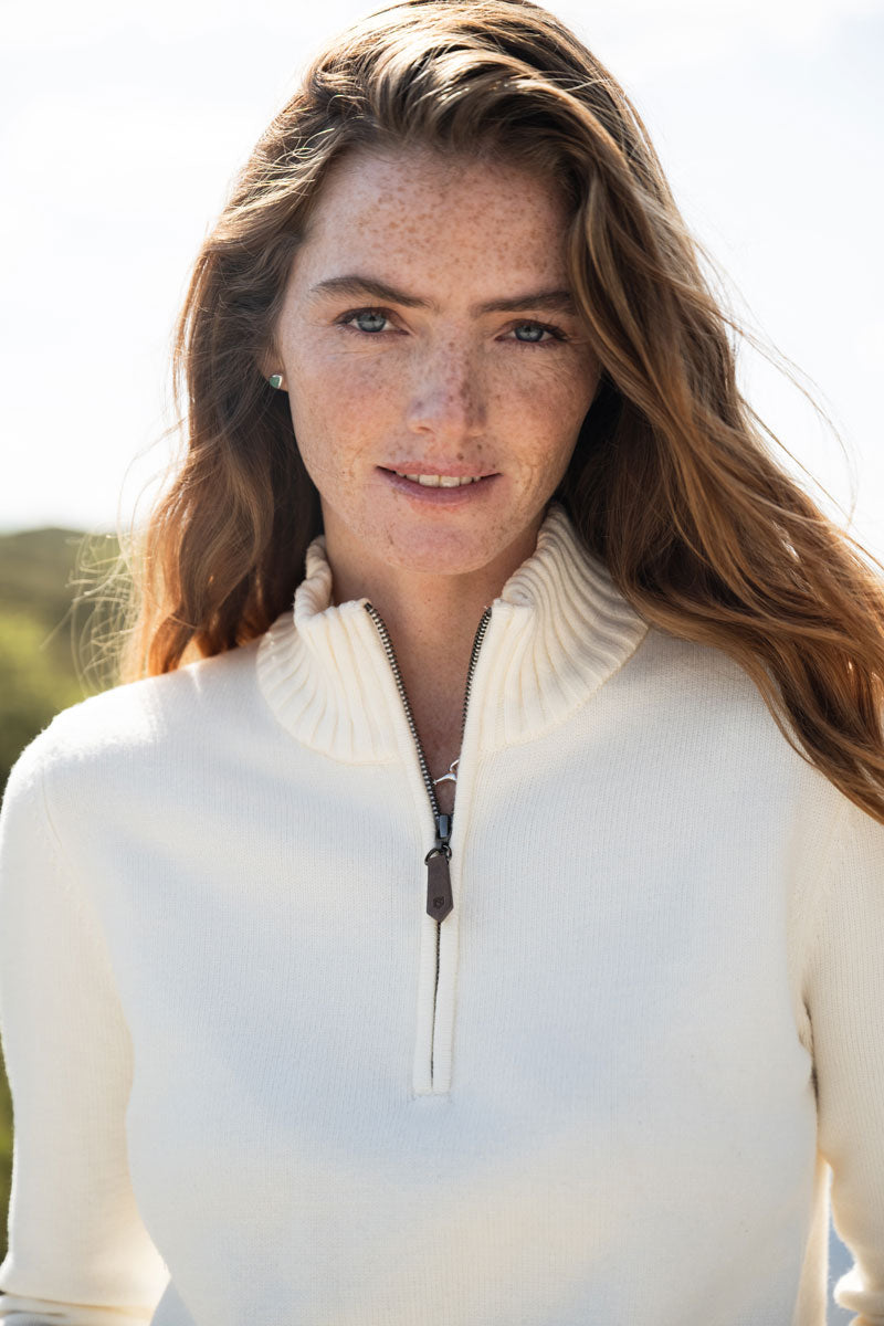Dubarry Markham Zip Neck Sweater Chalk