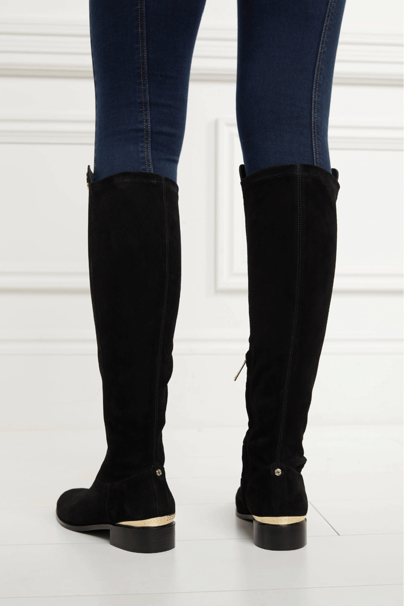 Holland Cooper Albany Knee Boot Black Suede